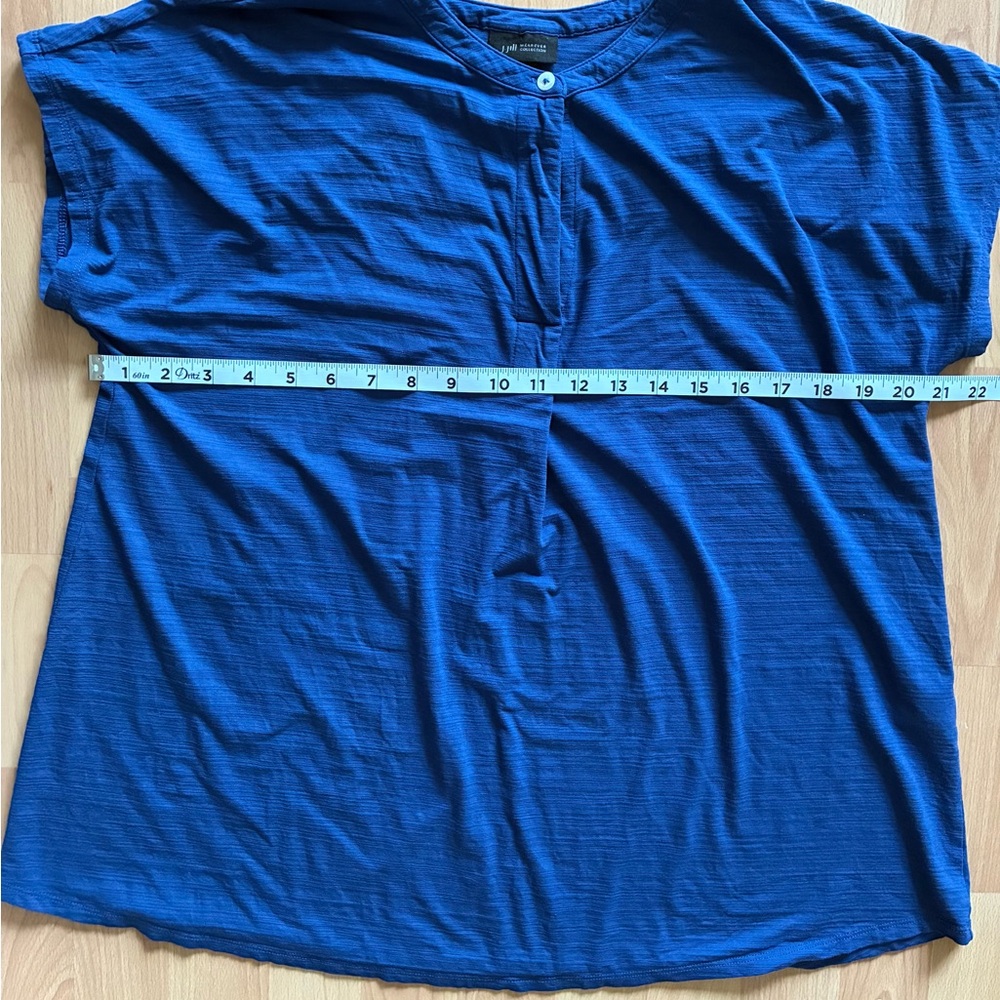 J Jill Wear Ever Collection Blue Short Sleeve Top Sz M Blouse Casual Office - Picture 8 of 8